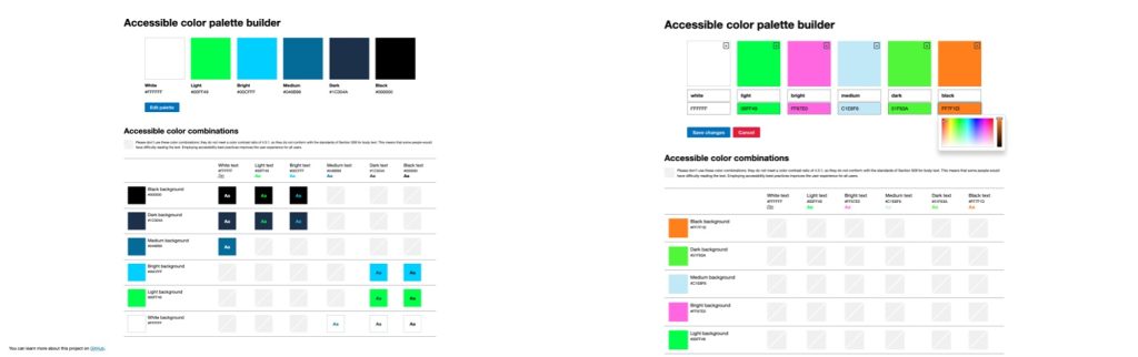 Accessible color palette builder